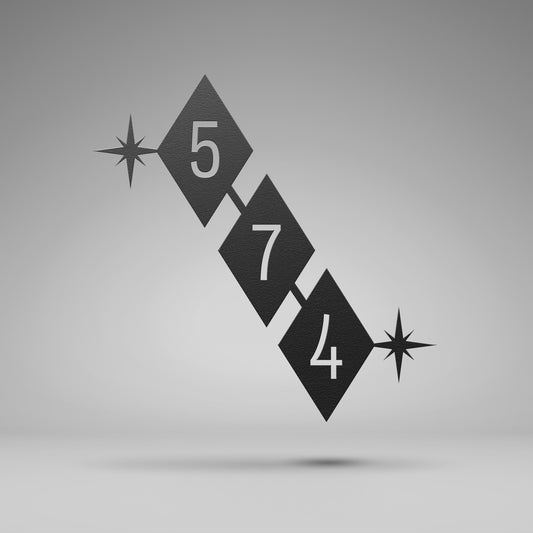 Mid Century Modern Diamond Starburst Address Sign