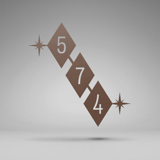 Mid Century Modern Diamond Starburst Address Sign