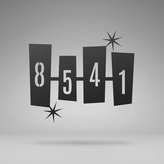 Googie Retro Address Sign with Starburst Design - Mid-Century Modern Style