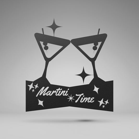 Vintage Martini Bar Metal Sign: Custom Retro Home Decor for Mid-Century Modern Homes