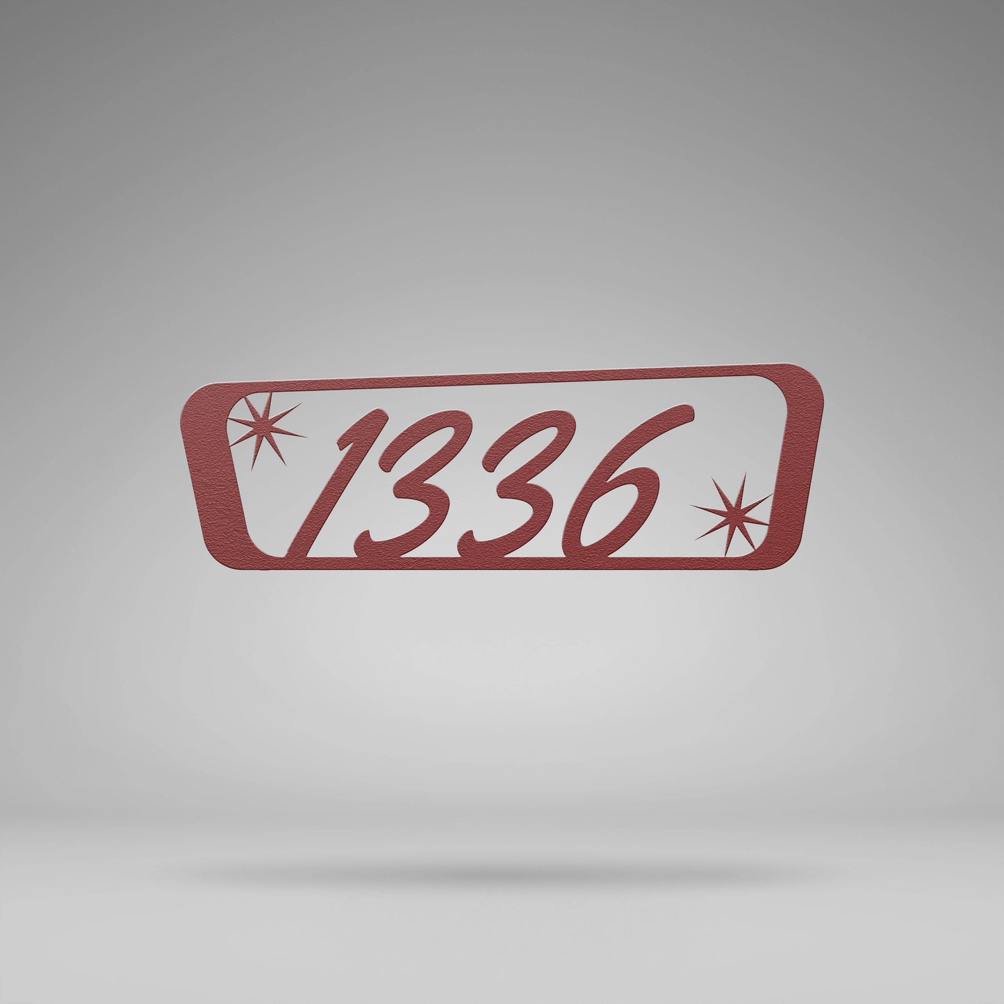 Mid Century Modern Rectangle Home Address Sign with Starburst - Customizable Numbers Displayed on House