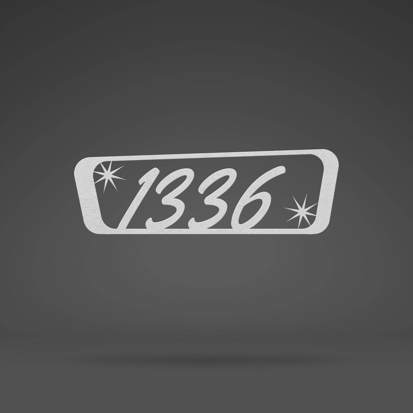 Mid Century Modern Rectangle Home Address Sign with Starburst - Customizable Numbers Displayed on House