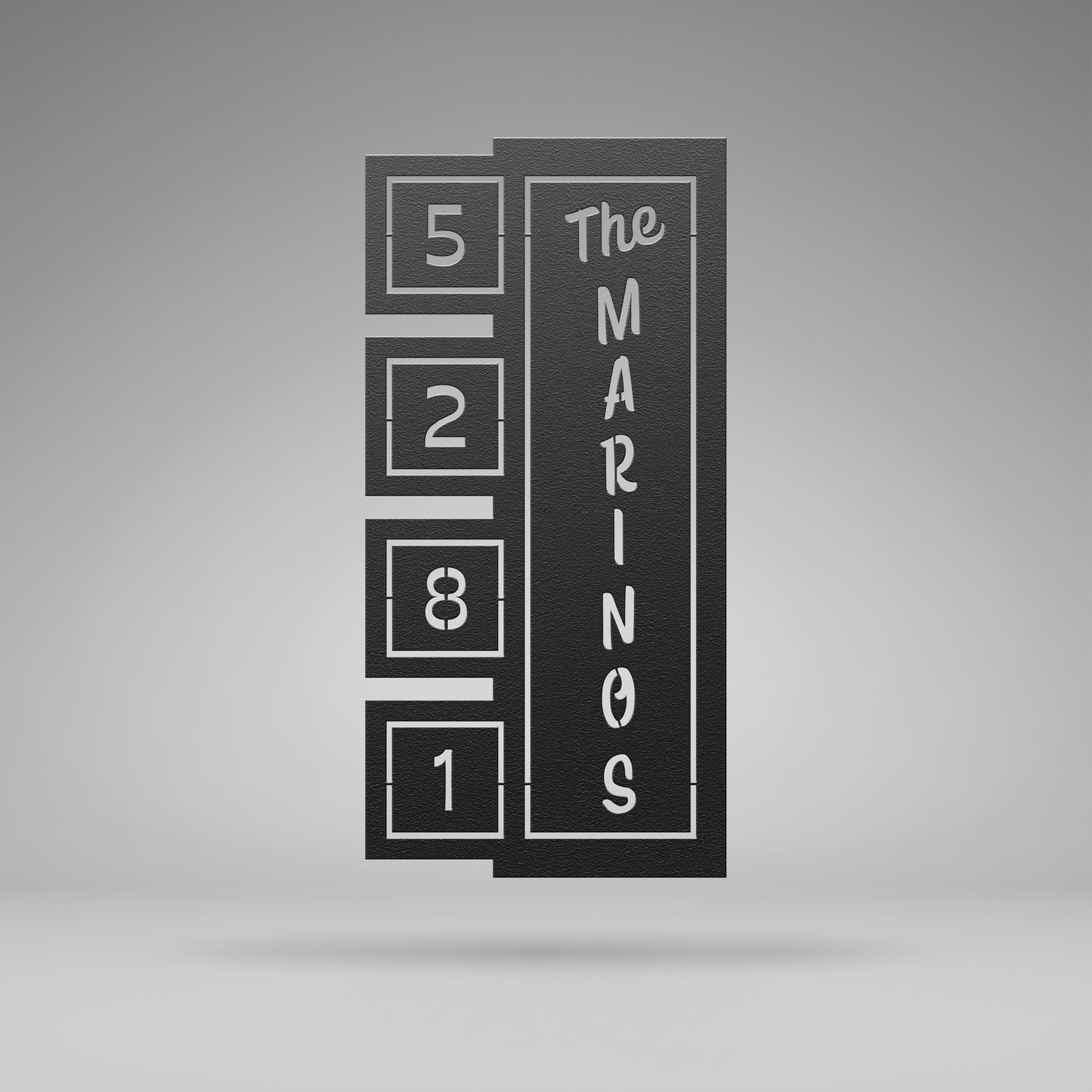 Googie Retro Square Address Sign - Mid-Century Modern Metal House Number Plaque