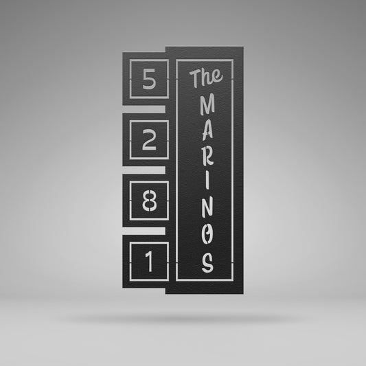 Googie Retro Square Address Sign - Mid-Century Modern Metal House Number Plaque