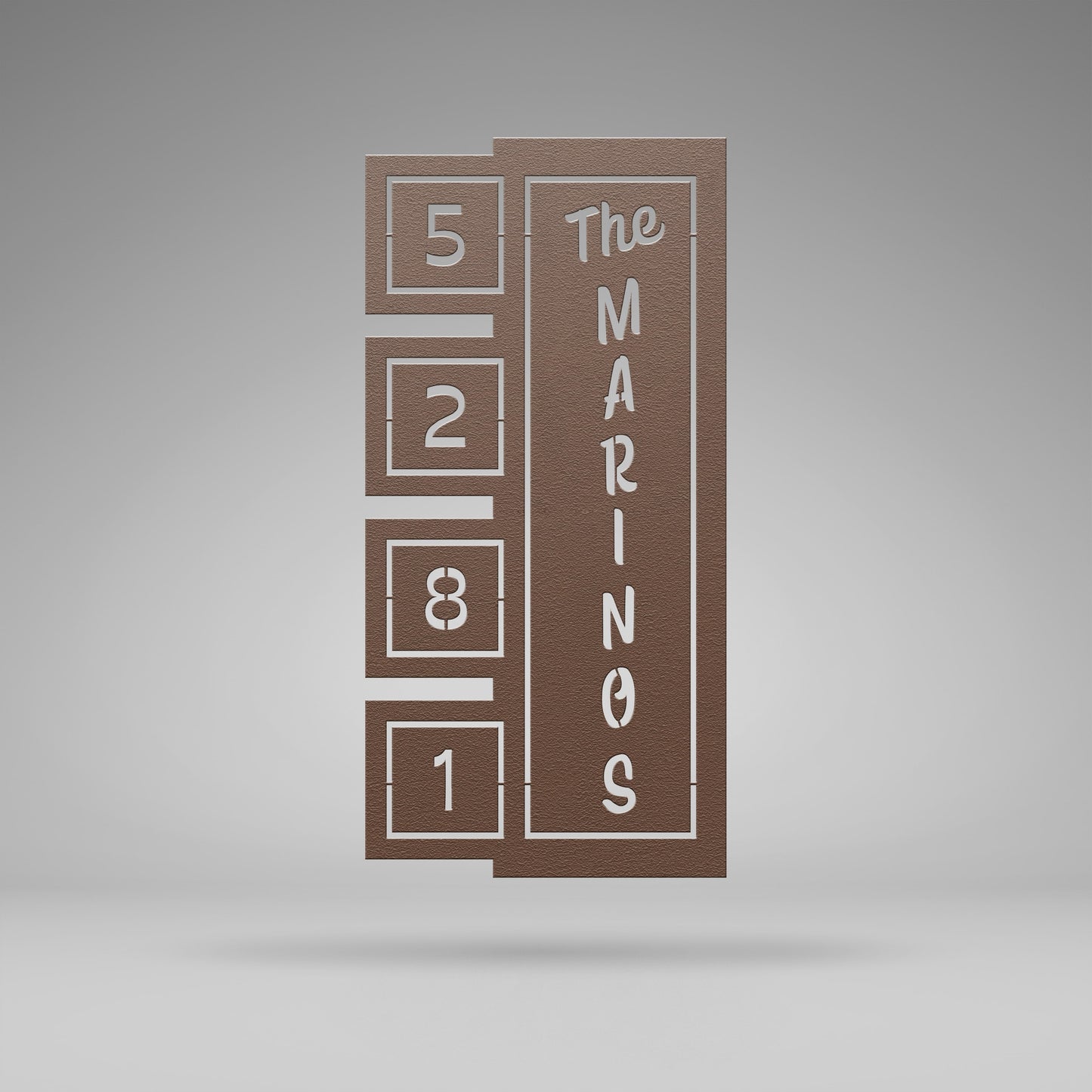 Googie Retro Square Address Sign - Mid-Century Modern Metal House Number Plaque