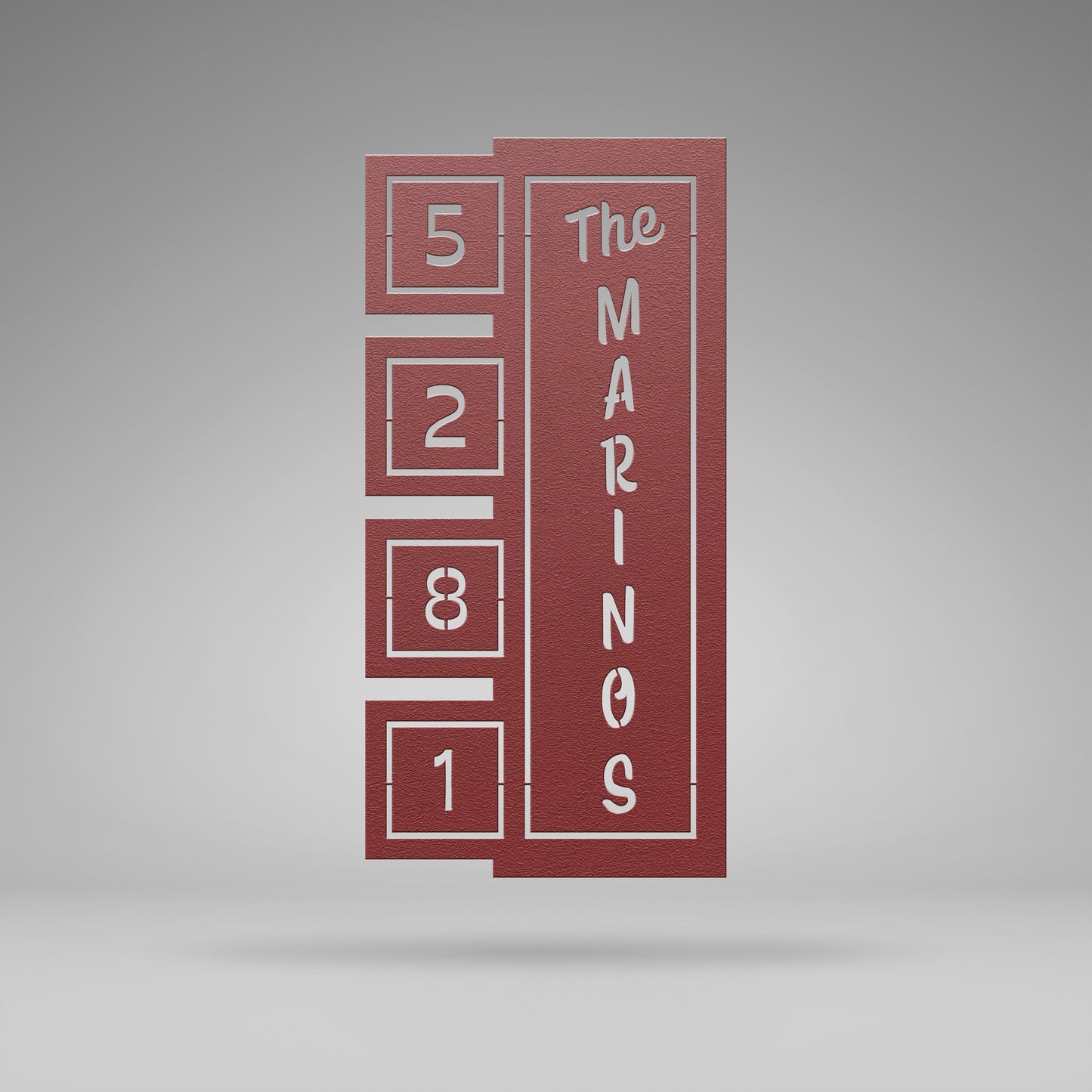 Googie Retro Square Address Sign - Mid-Century Modern Metal House Number Plaque