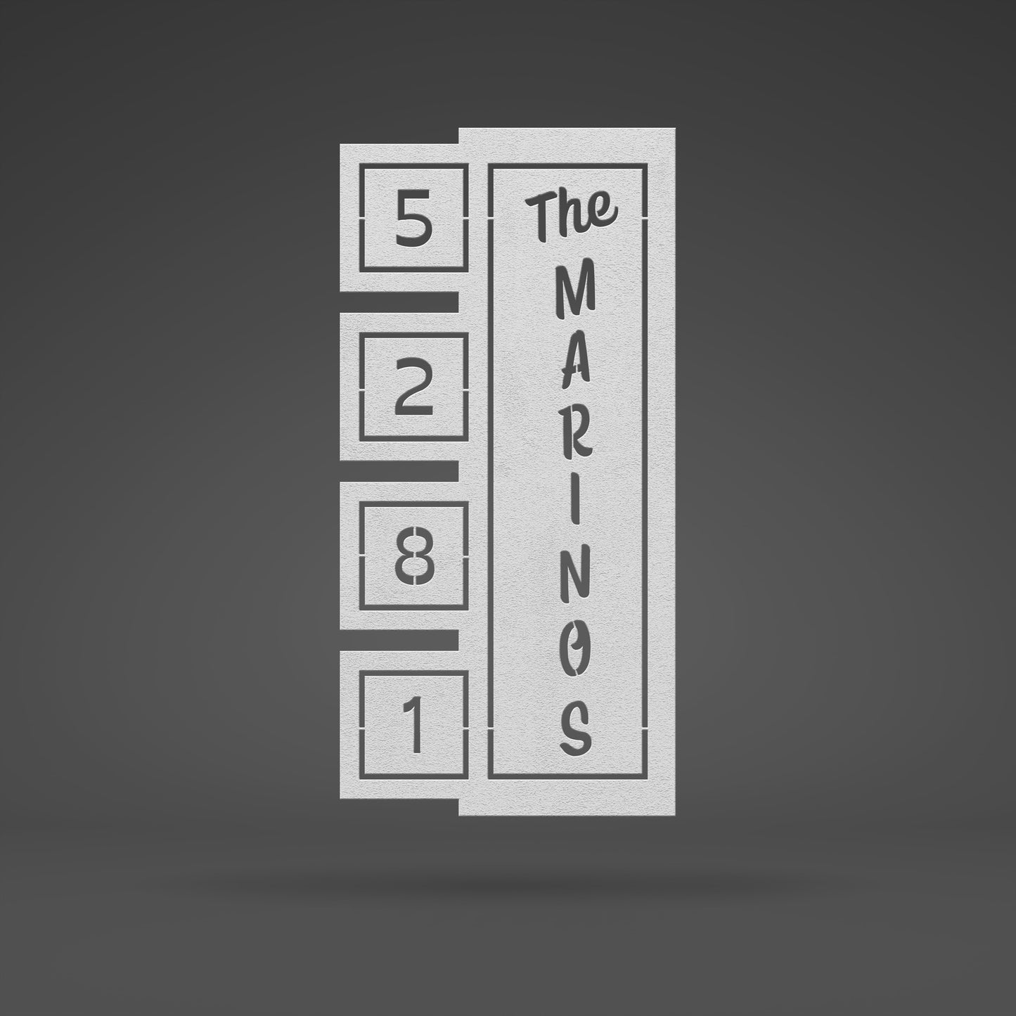 Googie Retro Square Address Sign - Mid-Century Modern Metal House Number Plaque