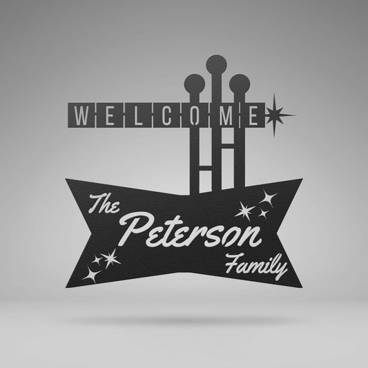 Vintage Googie Roadside Family Sign