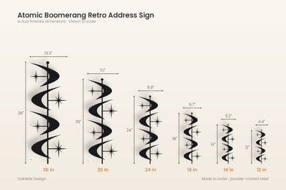Atomic Boomerang Retro Address Sign