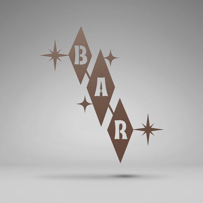Retro Vegas Style Bar Sign with Diamonds and Starburst