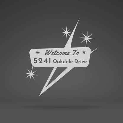 Retro Roadside Metal Home Address Sign